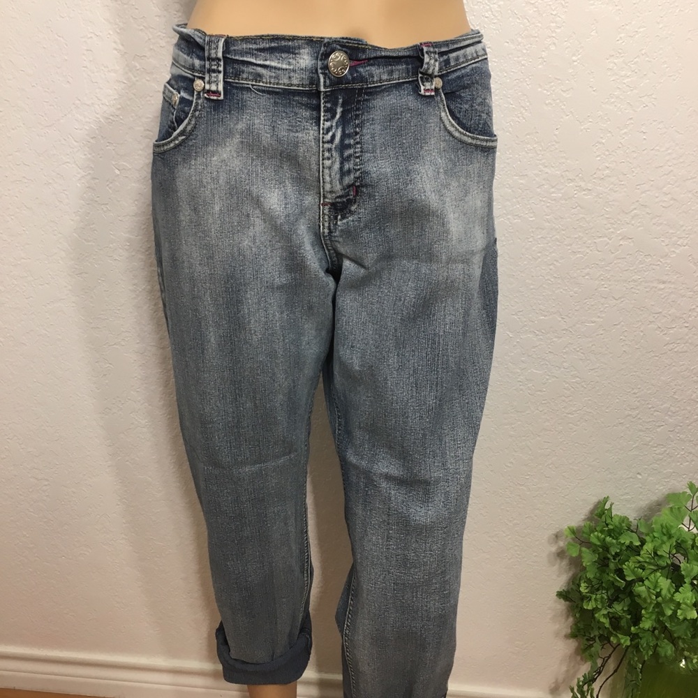 Sapphire Red Embellished Blue Jeans Size 15/16 - Picture 5 of 8
